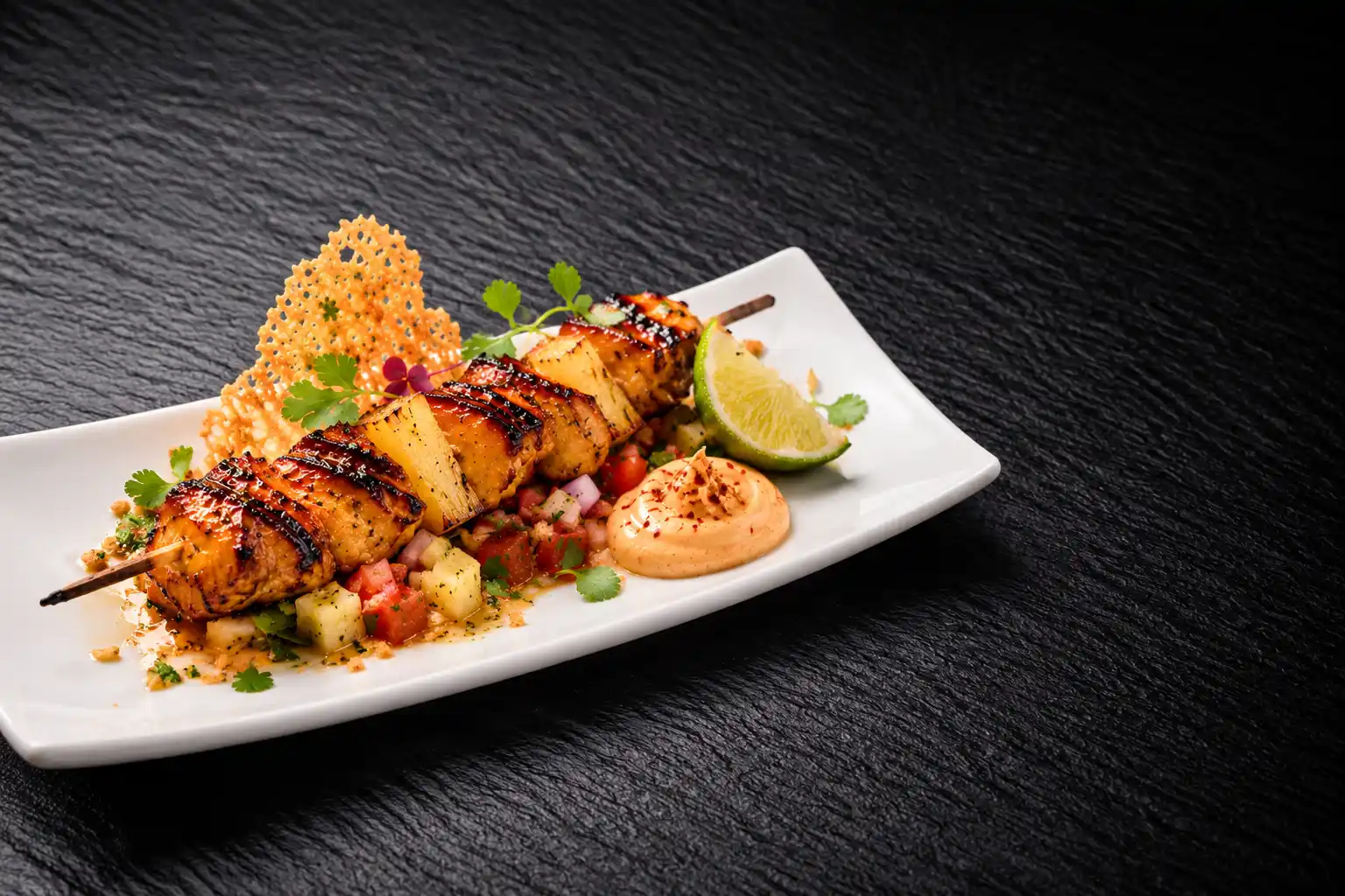 Hawaiianisches Hähnchen-Saté mit Ananas